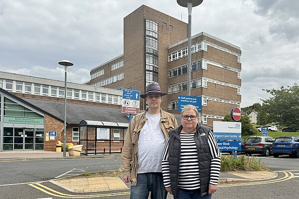 Consett Lib Dems are leading the campaign for Shotley Bridge Hospital Dominic Haney and Kathryn Rooney outside Shotley Bridge Hospital